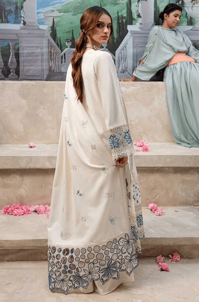 MAHNUR - 3PC Lawn Chikankari Embroidered Shirt with Chiffon Embroidered Dupatta and Trouser- BFB0292 - Image 2