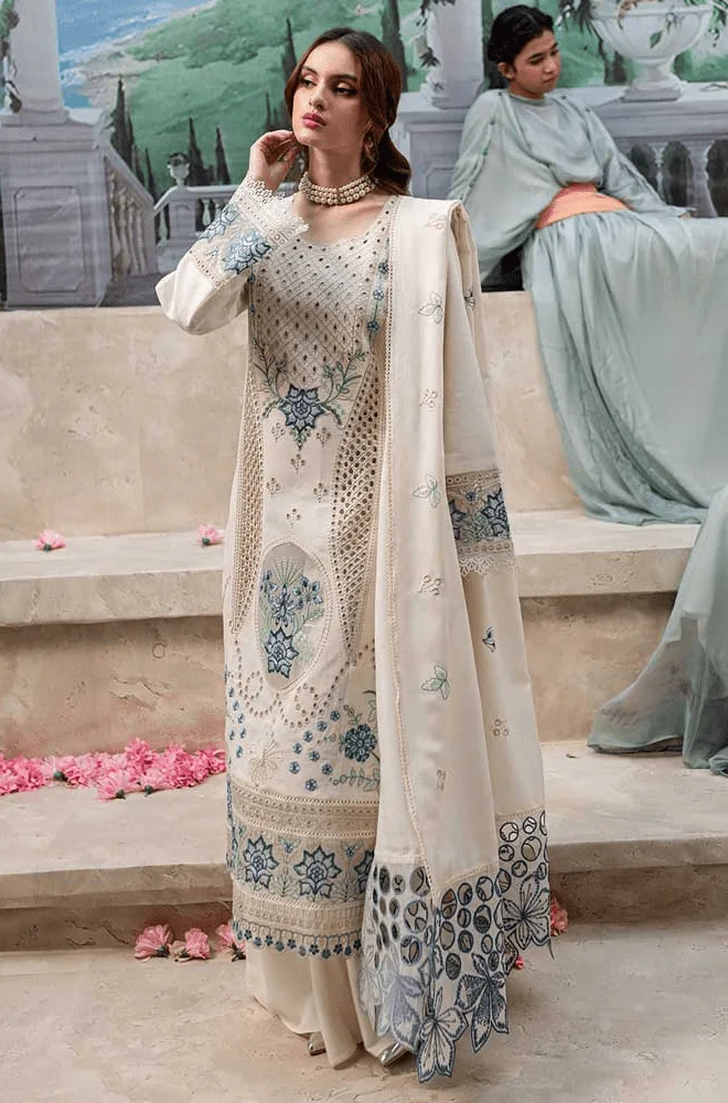 MAHNUR - 3PC Lawn Chikankari Embroidered Shirt with Chiffon Embroidered Dupatta and Trouser- BFB0292 - Image 3