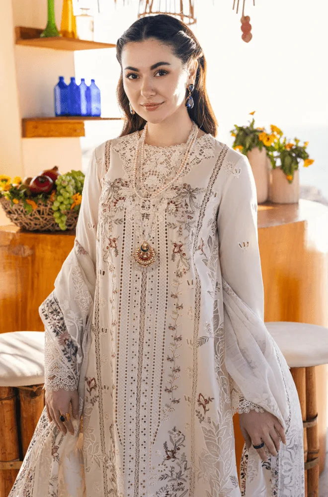 QALAMKAR - 3PC Lawn Chikankari Embroidered Shirt with Khadi Net Embroidered Dupatta and Trouser - BFB0234 - Image 5