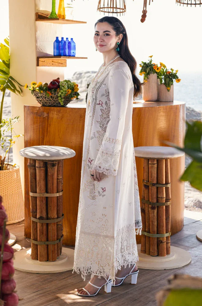 QALAMKAR - 3PC Lawn Chikankari Embroidered Shirt with Khadi Net Embroidered Dupatta and Trouser - BFB0234 - Image 6