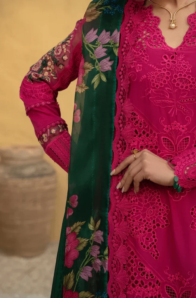 SAIRA RIZWAN - 3PC Lawn Chikankari Embroidered Shirt with Chiffon Printed Dupatta and Trouser - BFB0492 - Image 4