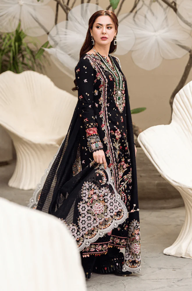 QALAMKAR - 3PC Lawn Embroidered Shirt with Lawn Embroidered Dupatta and Trouser - BFA00070 - Image 4