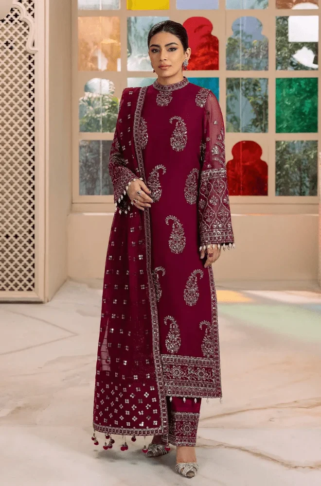 ALIZEY - 3PC Lawn Embroidered Shirt with Chiffon Embroidered Dupatta and Trouser - BFB0617
