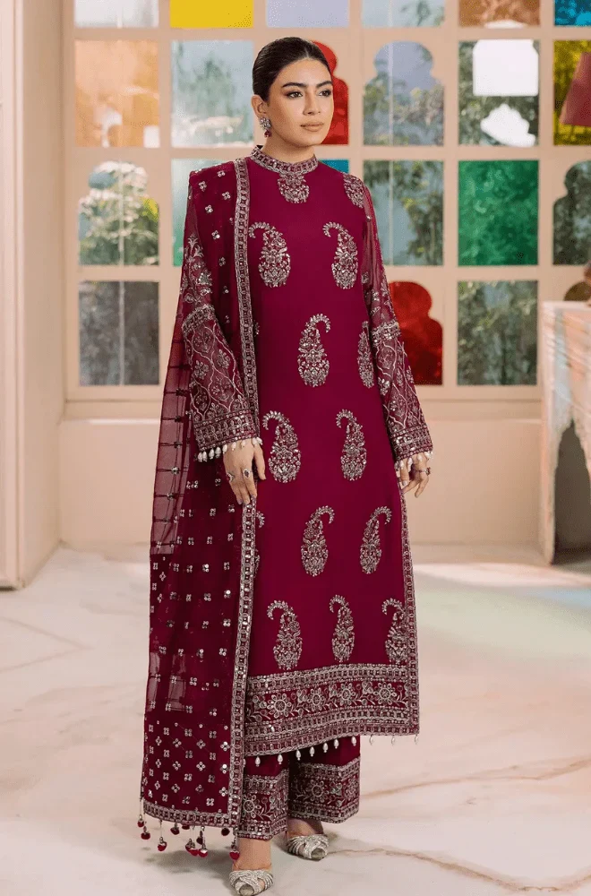 ALIZEY - 3PC Lawn Embroidered Shirt with Chiffon Embroidered Dupatta and Trouser - BFB0617 - Image 3