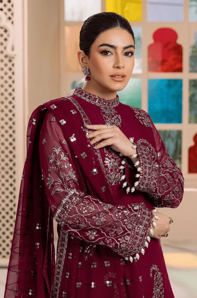 ALIZEY - 3PC Lawn Embroidered Shirt with Chiffon Embroidered Dupatta and Trouser - BFB0617 - Image 4