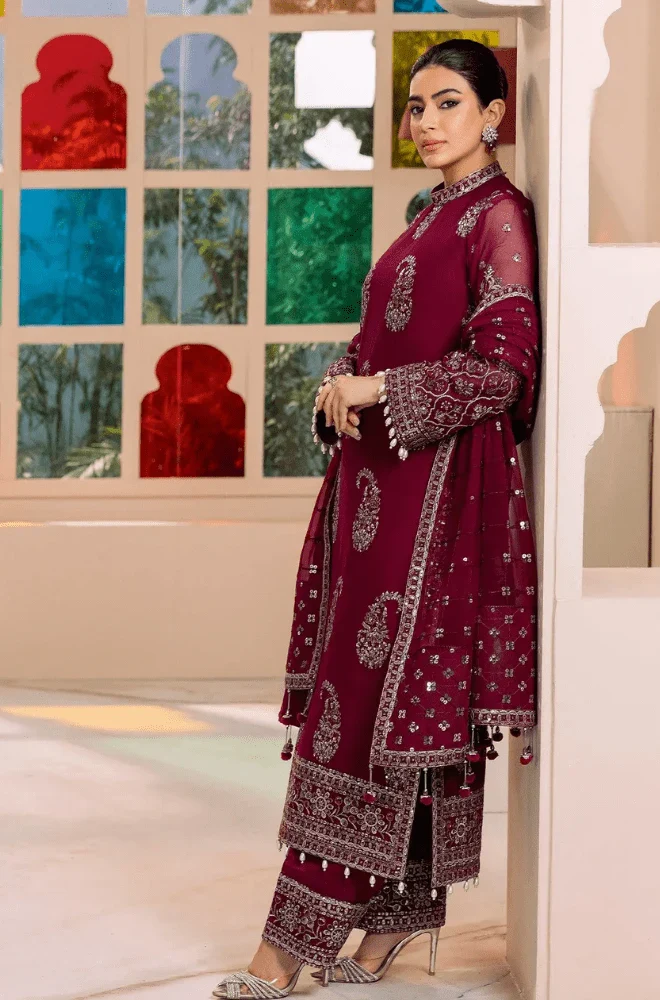 ALIZEY - 3PC Lawn Embroidered Shirt with Chiffon Embroidered Dupatta and Trouser - BFB0617 - Image 5