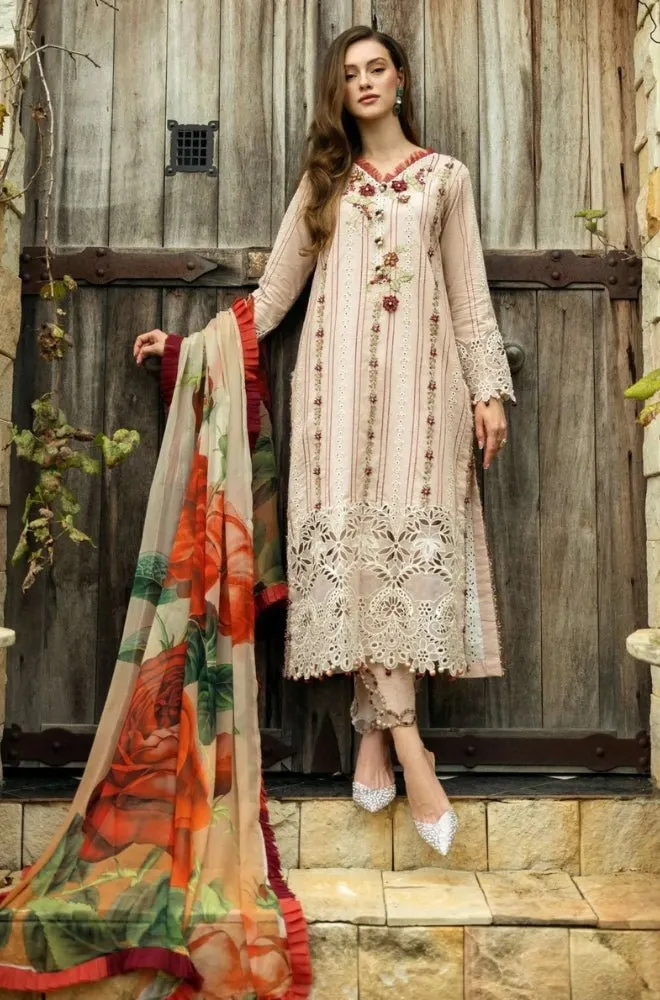 MUSHQ - 3PC Lawn Chikankari Embroidered Shirt with Monar Printed Dupatta and Trouser - BFB0684