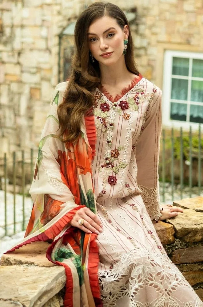 MUSHQ - 3PC Lawn Chikankari Embroidered Shirt with Monar Printed Dupatta and Trouser - BFB0684 - Image 3