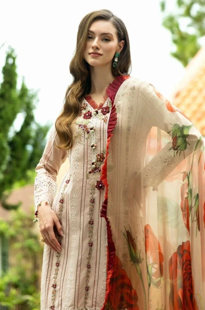 MUSHQ - 3PC Lawn Chikankari Embroidered Shirt with Monar Printed Dupatta and Trouser - BFB0684 - Image 4