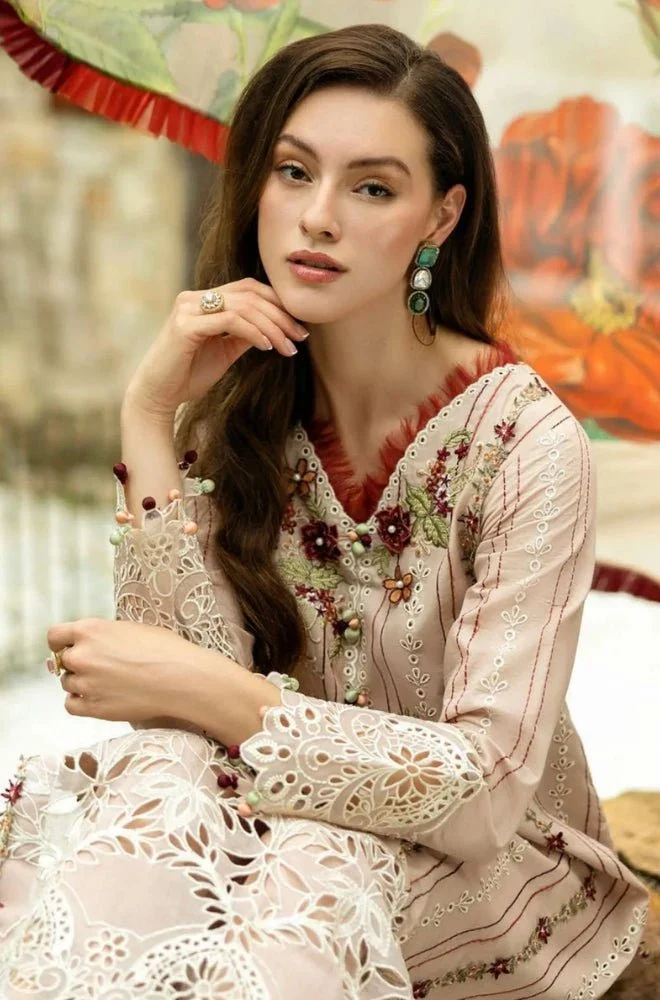 MUSHQ - 3PC Lawn Chikankari Embroidered Shirt with Monar Printed Dupatta and Trouser - BFB0684 - Image 5