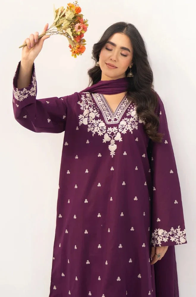 Stitched 3PC Dhanak Embroidered Shirt with Chiffon Embroidered Dupatta and Trouser – RTW004 - Image 3
