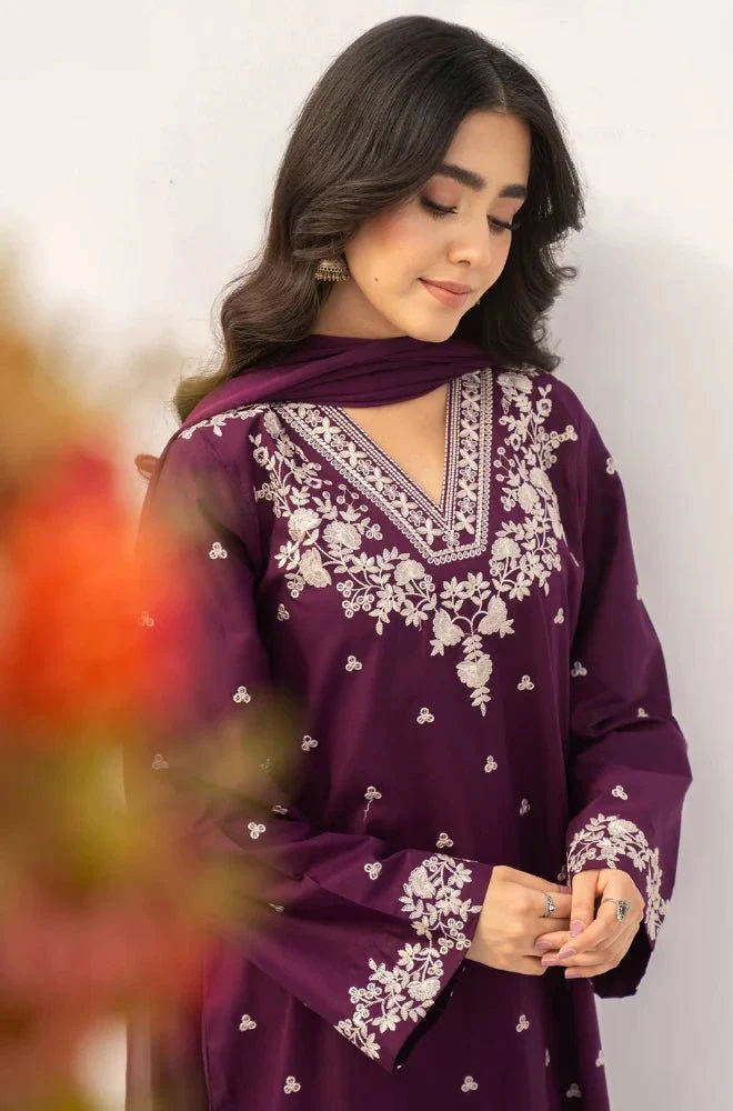 Stitched 3PC Dhanak Embroidered Shirt with Chiffon Embroidered Dupatta and Trouser – RTW004 - Image 4