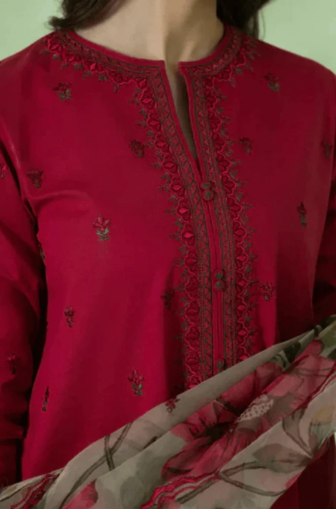 Sapphire - 3PC Dhanak Embroidered Shirt with Organza Printed Dupatta and Trouser - BFB0889 - Image 4