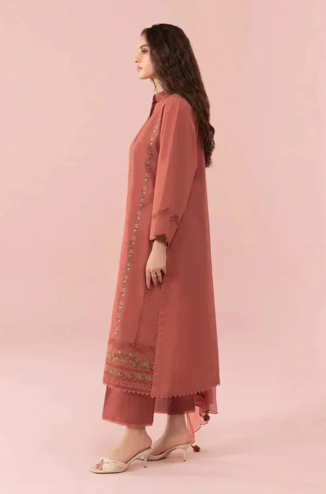Sapphire - 3PC Dhanak Embroidered Shirt with Chiffon Embroidered Dupatta and Trouser - BFB0890 - Image 2