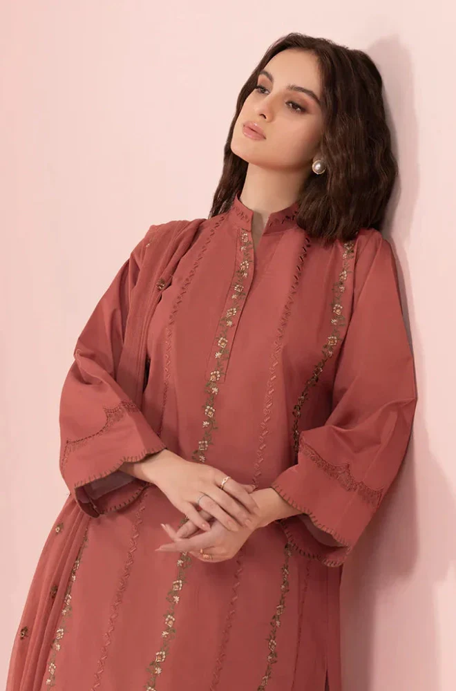 Sapphire - 3PC Dhanak Embroidered Shirt with Chiffon Embroidered Dupatta and Trouser - BFB0890 - Image 4