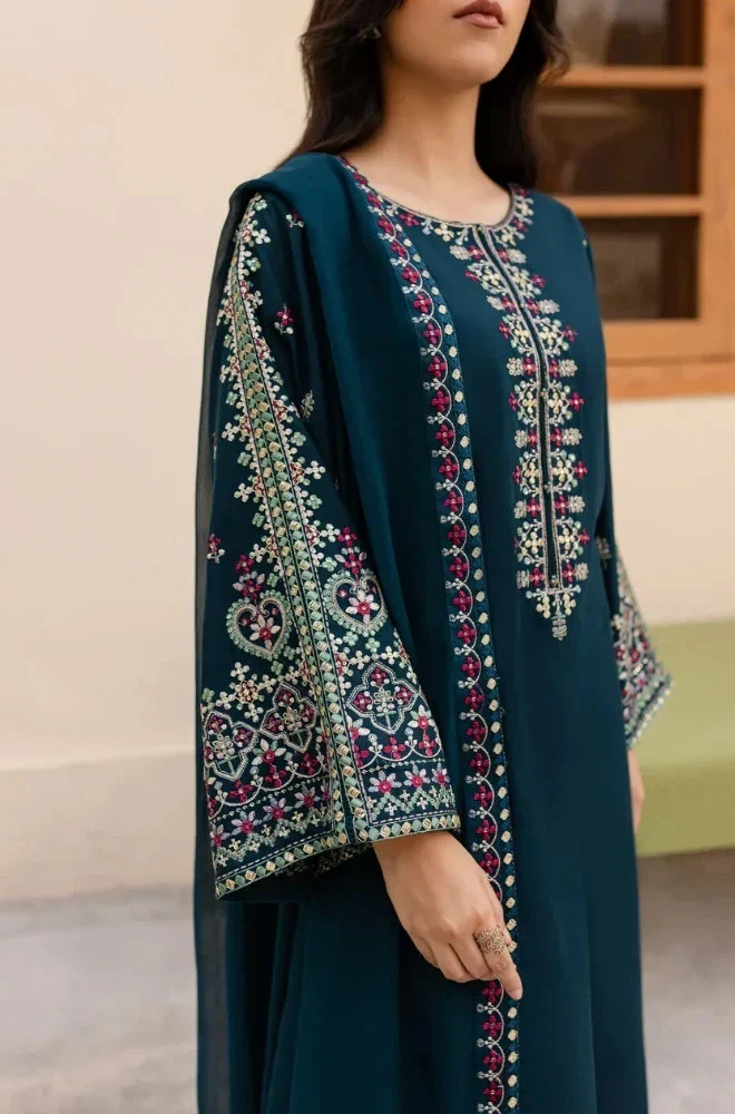 SAPPHIRE - 3PC Lawn Embroidered Shirt with Chiffon Embroidered Dupatta and Trouser - BFB02360 - Image 4