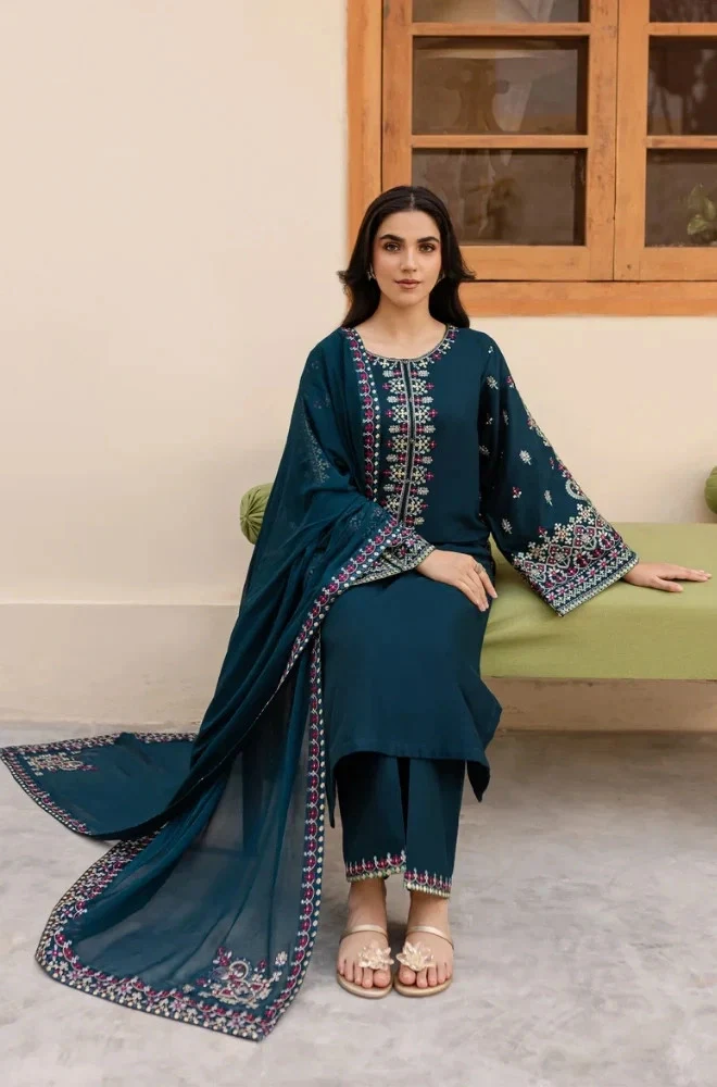 SAPPHIRE - 3PC Lawn Embroidered Shirt with Chiffon Embroidered Dupatta and Trouser - BFB02360 - Image 5