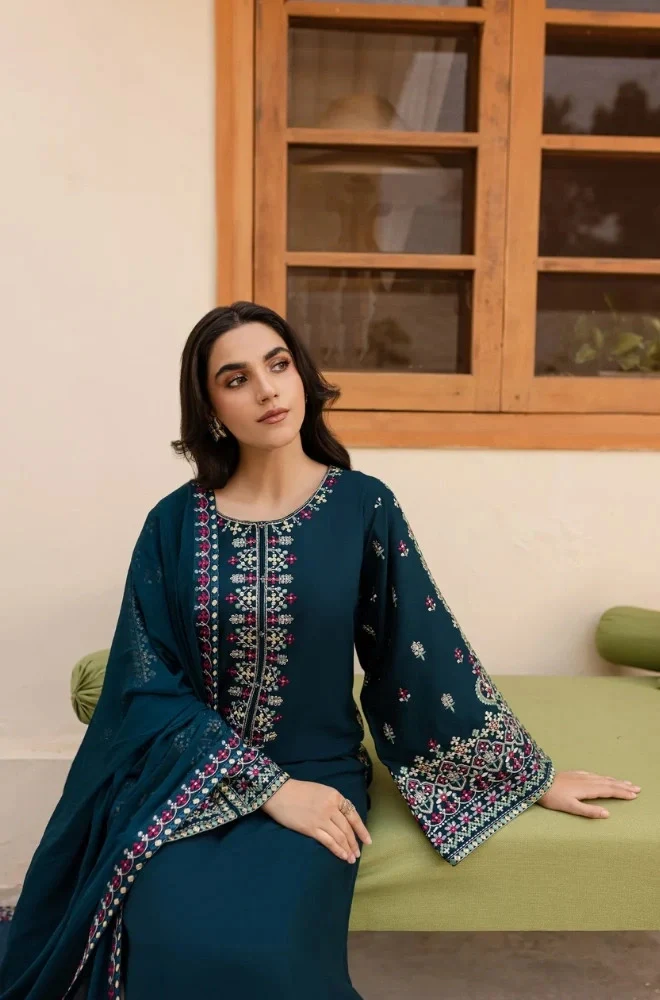 SAPPHIRE - 3PC Lawn Embroidered Shirt with Chiffon Embroidered Dupatta and Trouser - BFB02360 - Image 6