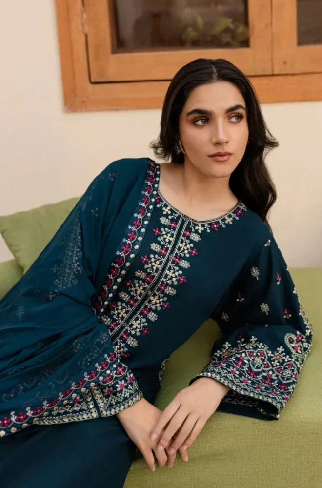 SAPPHIRE - 3PC Lawn Embroidered Shirt with Chiffon Embroidered Dupatta and Trouser - BFB02360 - Image 7