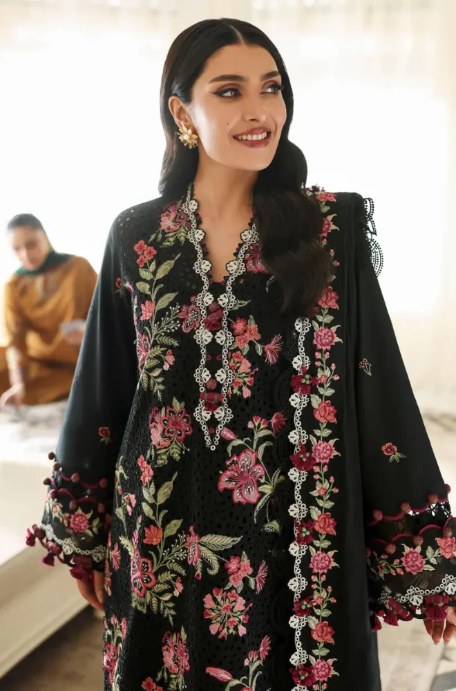 SAPPHIRE - 3PC Lawn Embroidered Shirt with Chiffon Embroidered Dupatta and Trouser - BFB0824 - Image 3