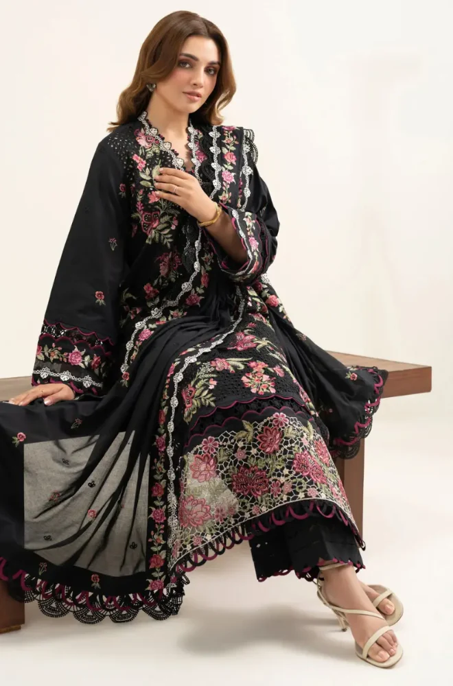 SAPPHIRE - 3PC Lawn Embroidered Shirt with Chiffon Embroidered Dupatta and Trouser - BFB0824 - Image 4
