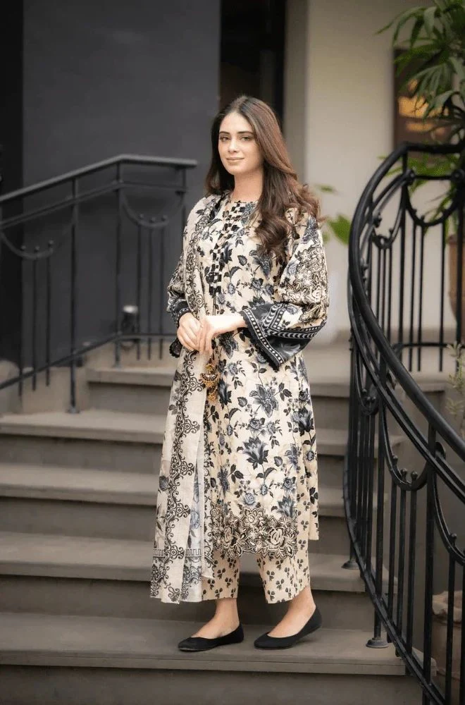 Sapphire - 3PC Lawn Printed Shirt with Lawn Printed Dupatta and Trouser - BFB0842 - Image 3