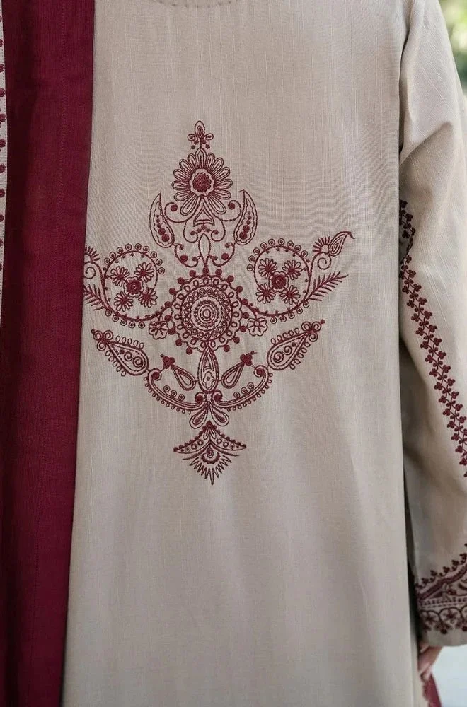 BAROQUE - 3PC Dhanak Embroidered Shirt with Dhanak Printed Dupatta and Trouser- BFU0068 - Image 2