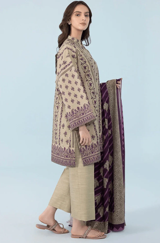 Stitched 3PC Khaddar Embroidered Shirt with Khaddar Printed Dupatta and Trouser – RTW017 - Image 5