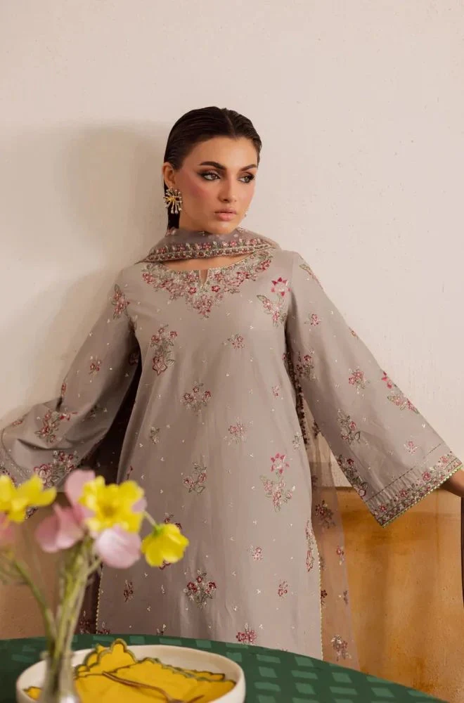 BATIK - Stitched 3PC Lawn Embroidered Shirt with Chiffon Embroidered Dupatta and Trouser – RTW043 - Image 4