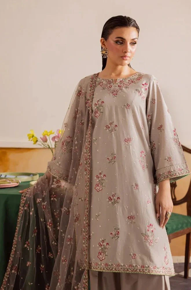 BATIK - Stitched 3PC Lawn Embroidered Shirt with Chiffon Embroidered Dupatta and Trouser – RTW043 - Image 6