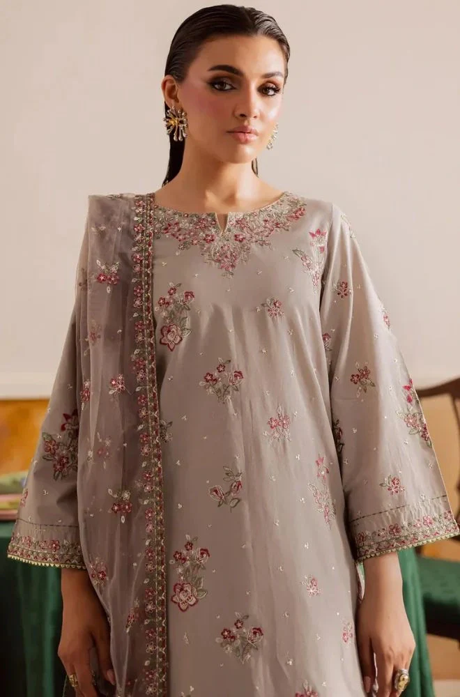 BATIK - Stitched 3PC Lawn Embroidered Shirt with Chiffon Embroidered Dupatta and Trouser – RTW043 - Image 7