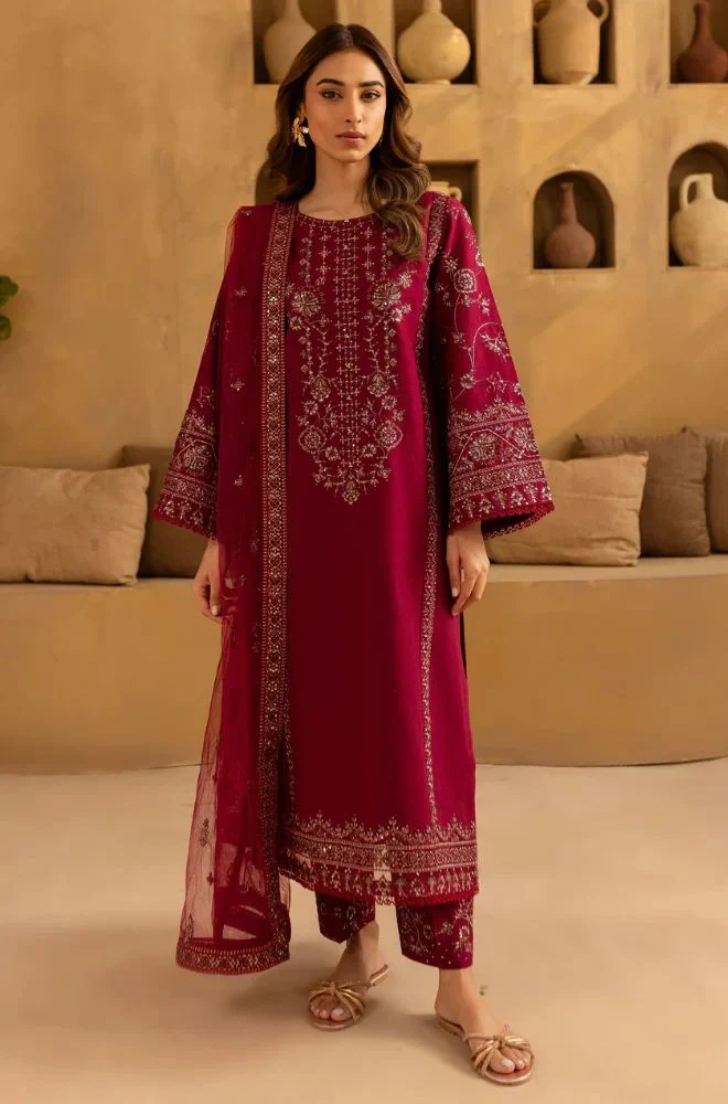 BATIK - Stitched 3PC Lawn Embroidered Shirt with Chiffon Embroidered Dupatta and Trouser – RTW044