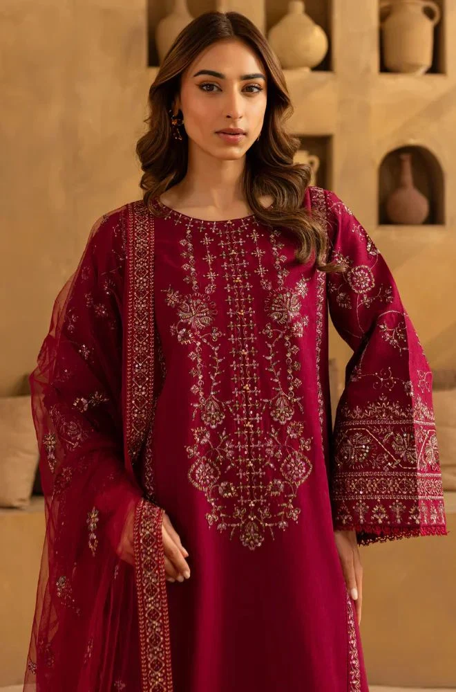 BATIK - Stitched 3PC Lawn Embroidered Shirt with Chiffon Embroidered Dupatta and Trouser – RTW044 - Image 4