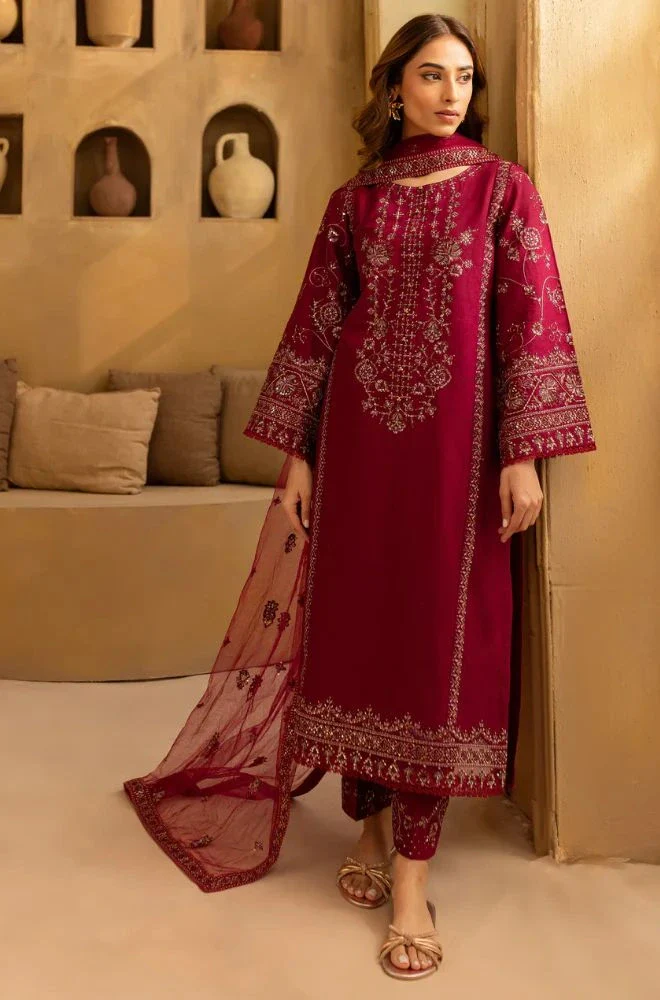 BATIK - Stitched 3PC Lawn Embroidered Shirt with Chiffon Embroidered Dupatta and Trouser – RTW044 - Image 5