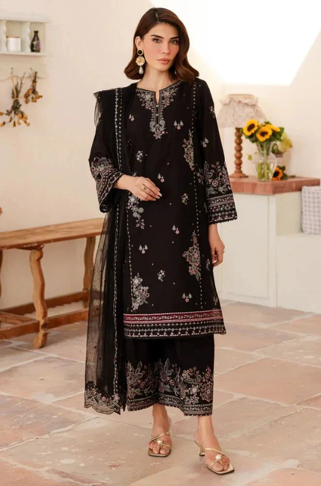 BATIK - Stitched 3PC Lawn Embroidered Shirt with Chiffon Embroidered Dupatta and Trouser – RTW045 - Image 4