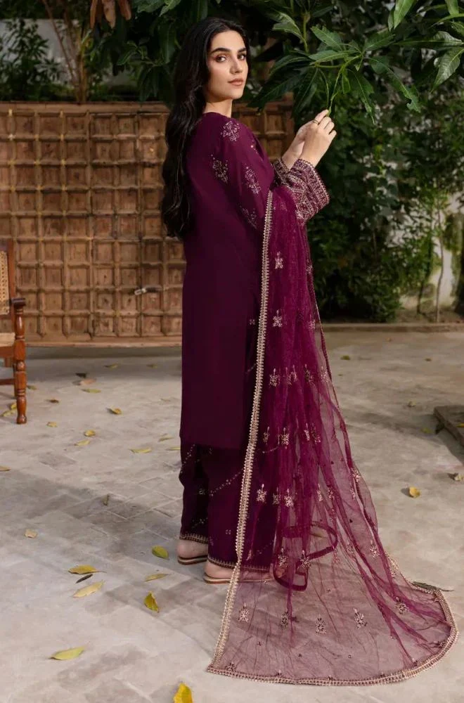 BATIK - Stitched 3PC Lawn Embroidered Shirt with Chiffon Embroidered Dupatta and Trouser – RTW046 - Image 2