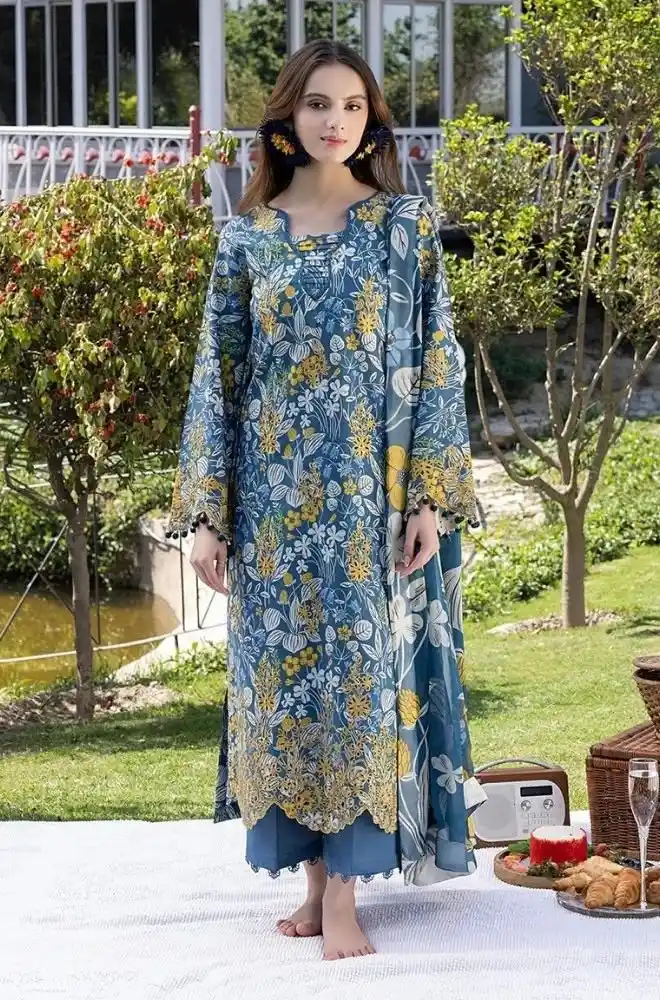 FARASHA - Stitched 3PC Lawn Printed Shirt with Lawn Printed Dupatta and Trouser – RTW055