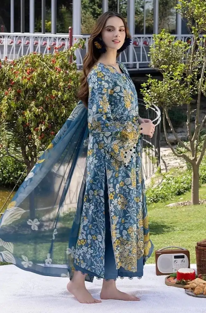 FARASHA - Stitched 3PC Lawn Printed Shirt with Lawn Printed Dupatta and Trouser – RTW055 - Image 3