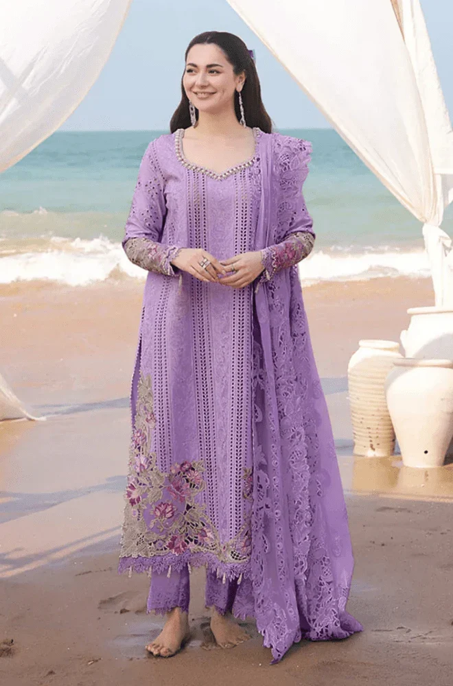 IMROZIA - 3PC Lawn Chikankari Embroidered Shirt with Chiffon Embroidered Dupatta and Trouser- BFB0667
