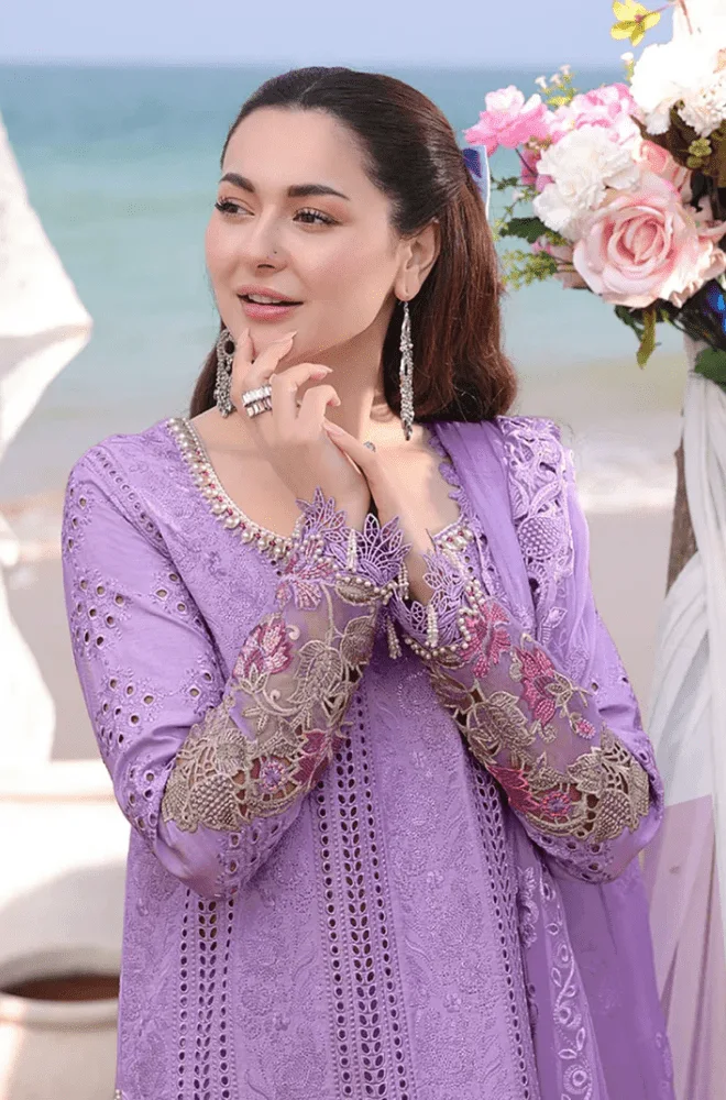IMROZIA - 3PC Lawn Chikankari Embroidered Shirt with Chiffon Embroidered Dupatta and Trouser- BFB0667 - Image 3