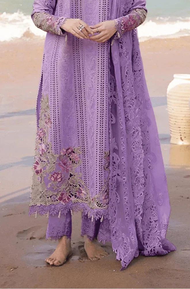 IMROZIA - 3PC Lawn Chikankari Embroidered Shirt with Chiffon Embroidered Dupatta and Trouser- BFB0667 - Image 4