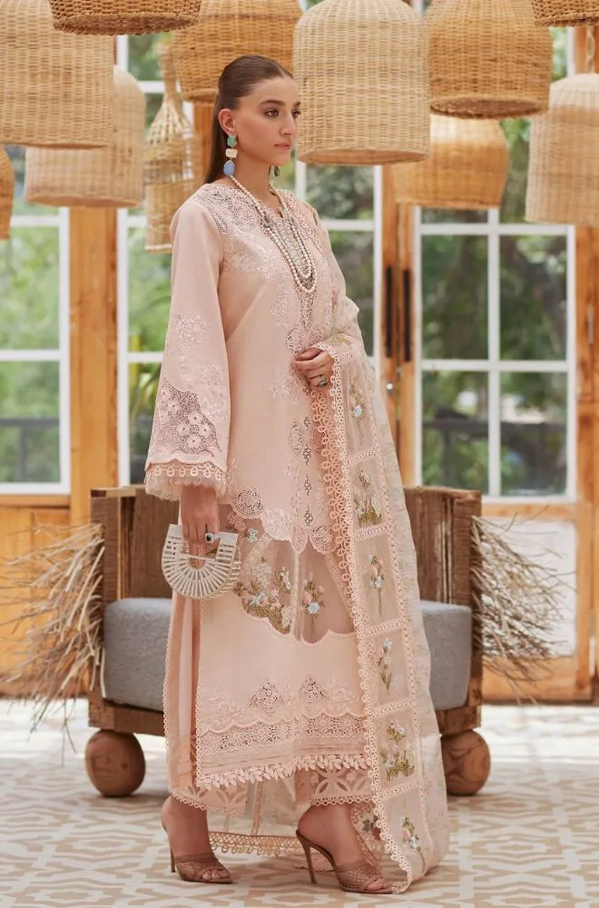 CRIMSON - 3PC Lawn Chikankari Embroidered Shirt with Monar Printed Dupatta and Trouser- BFB0694 - Image 3