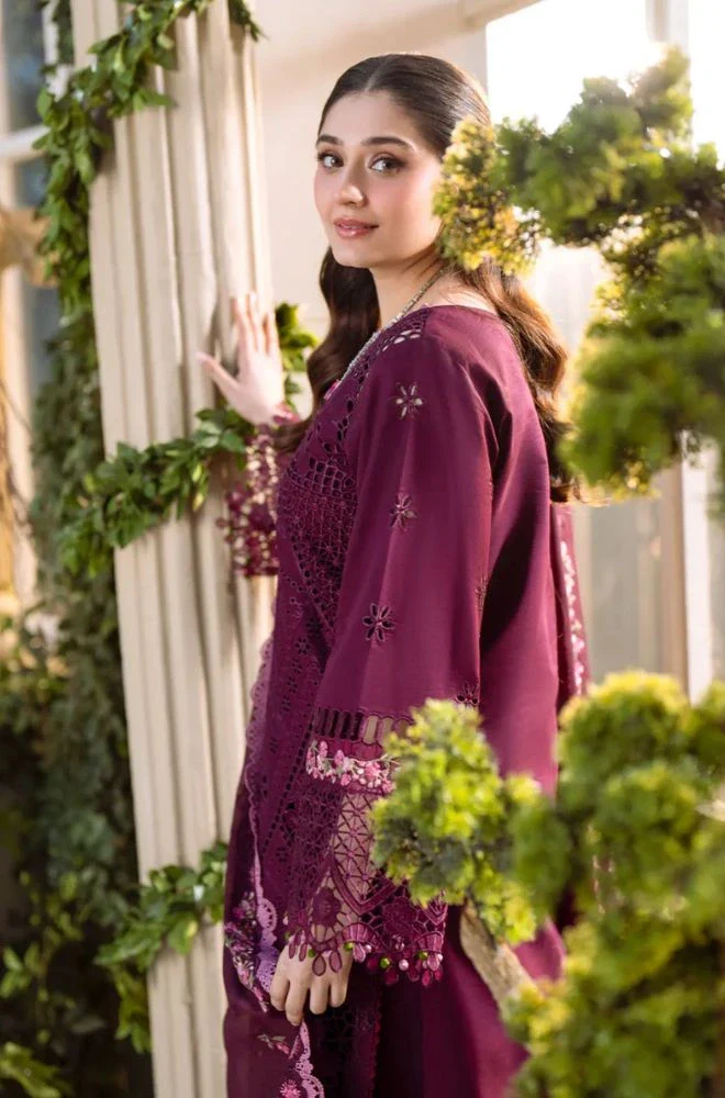 BIN ILYAS - Summer 3PC Lawn Chikankari Embroidered Shirt with Printed Monar Dupatta and Trouser - BFB0719 - Image 4