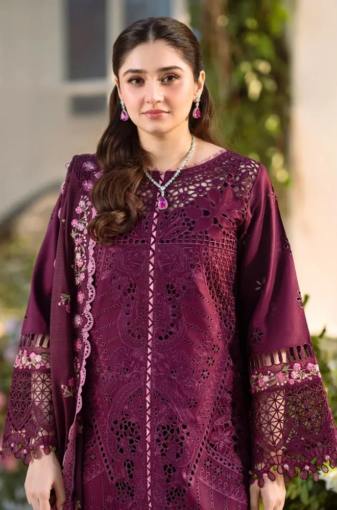BIN ILYAS - Summer 3PC Lawn Chikankari Embroidered Shirt with Printed Monar Dupatta and Trouser - BFB0719 - Image 5
