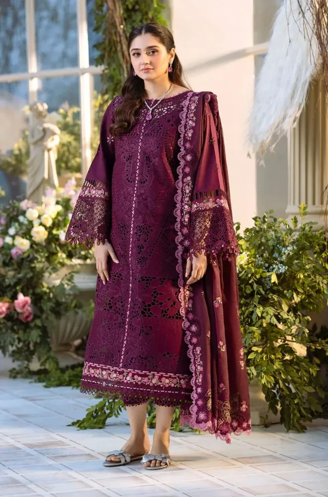 BIN ILYAS - Summer 3PC Lawn Chikankari Embroidered Shirt with Printed Monar Dupatta and Trouser - BFB0719 - Image 6