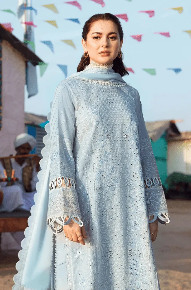 ZAHA - 3PC Lawn Chikankari Embroidered Shirt with Cotton Embroidered Dupatta and Trouser- BFB0722 - Image 3