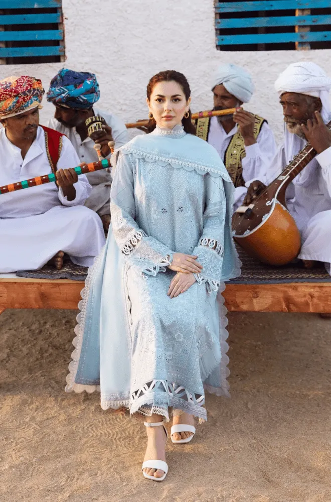 ZAHA - 3PC Lawn Chikankari Embroidered Shirt with Cotton Embroidered Dupatta and Trouser- BFB0722 - Image 4