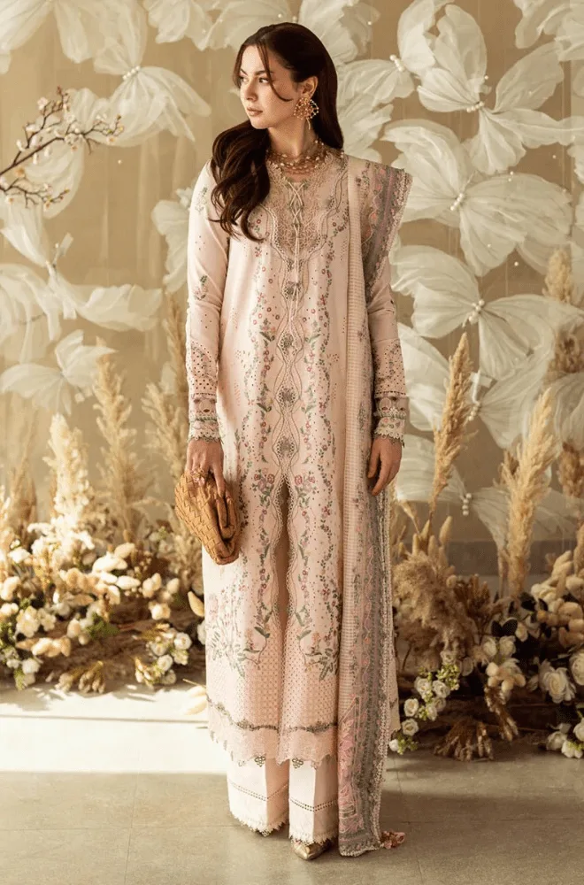 QALAMKAR - 3PC Lawn Chikankari Embroidered Shirt with Monar broidered Dupatta aEmnd Trouser - BFB0724