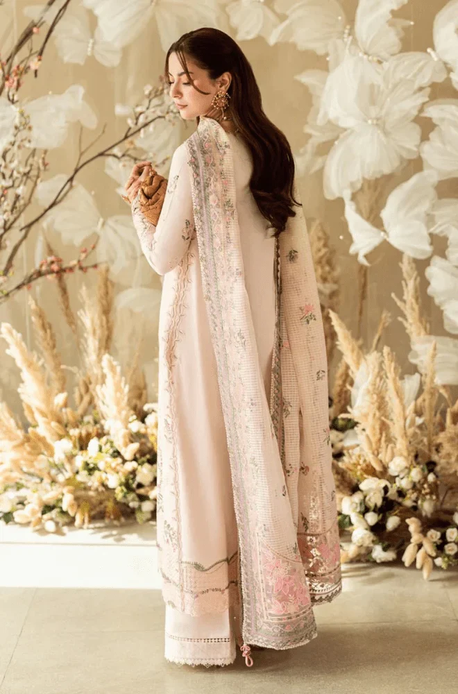 QALAMKAR - 3PC Lawn Chikankari Embroidered Shirt with Monar broidered Dupatta aEmnd Trouser - BFB0724 - Image 2