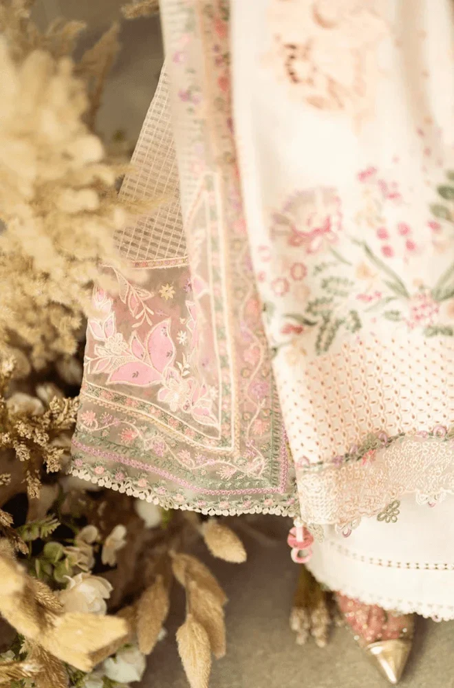 QALAMKAR - 3PC Lawn Chikankari Embroidered Shirt with Monar broidered Dupatta aEmnd Trouser - BFB0724 - Image 4